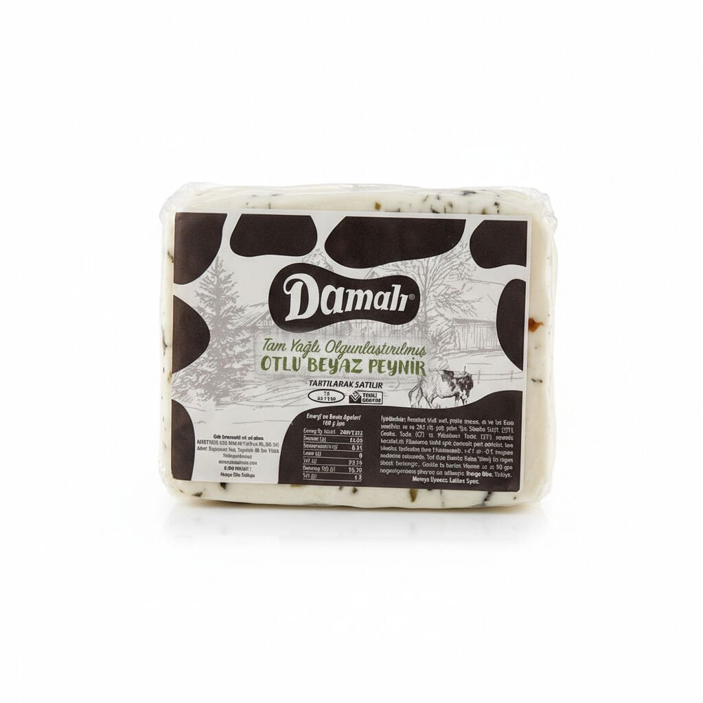 Damalı Olgunlaştırılmış Tam Yağlı Otlu İnek Peyniri (350-400g)