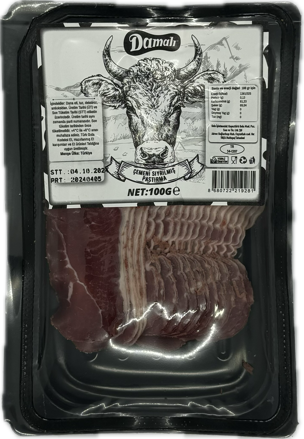 Dana Çemensiz Pastırma 100 Gr