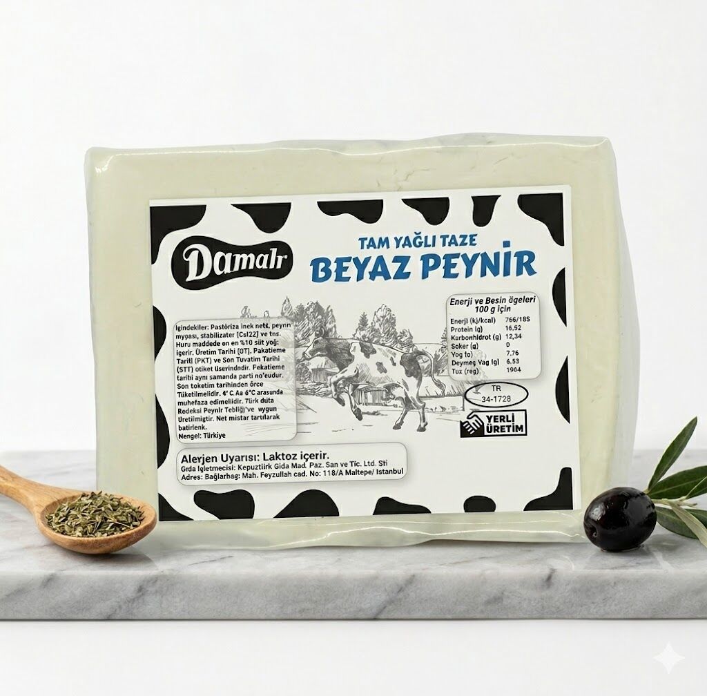Damalı Tam Yağlı Taze Beyaz Peyniri (550-650g)