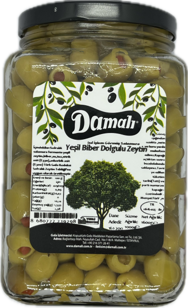 Yeşil Biberli Yeşil Zeytin 1000 gr