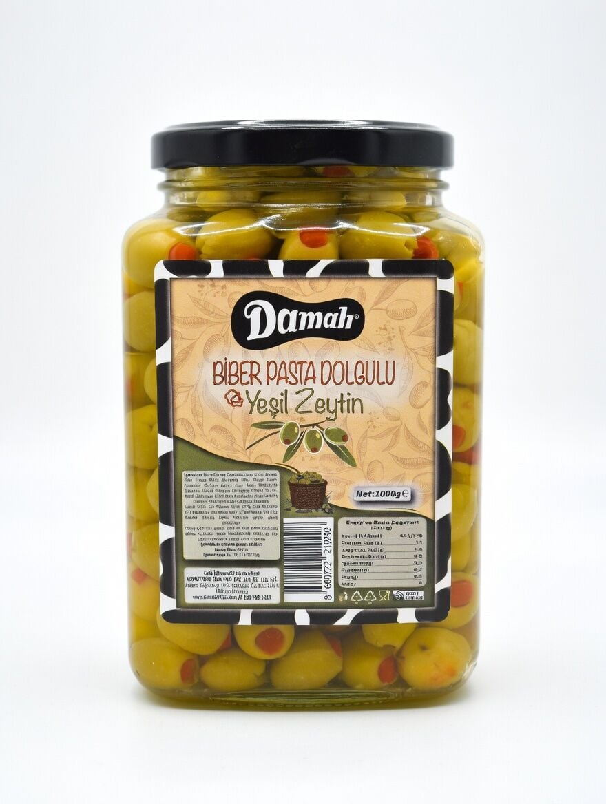 Yeşil Biberli Yeşil Zeytin 1000 gr