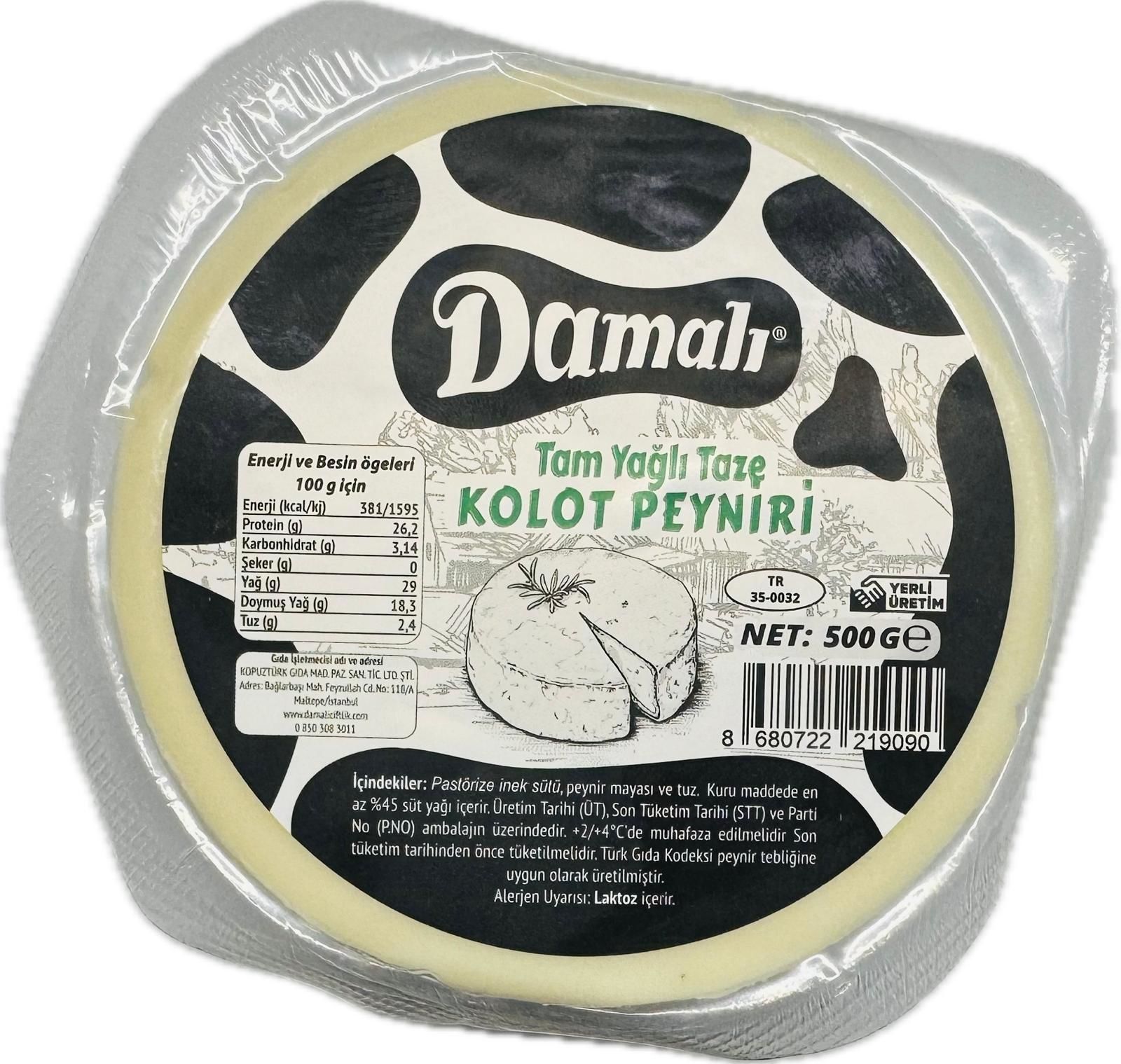 Tam Yağlı Taze Kolot Peyniri 500 Gr