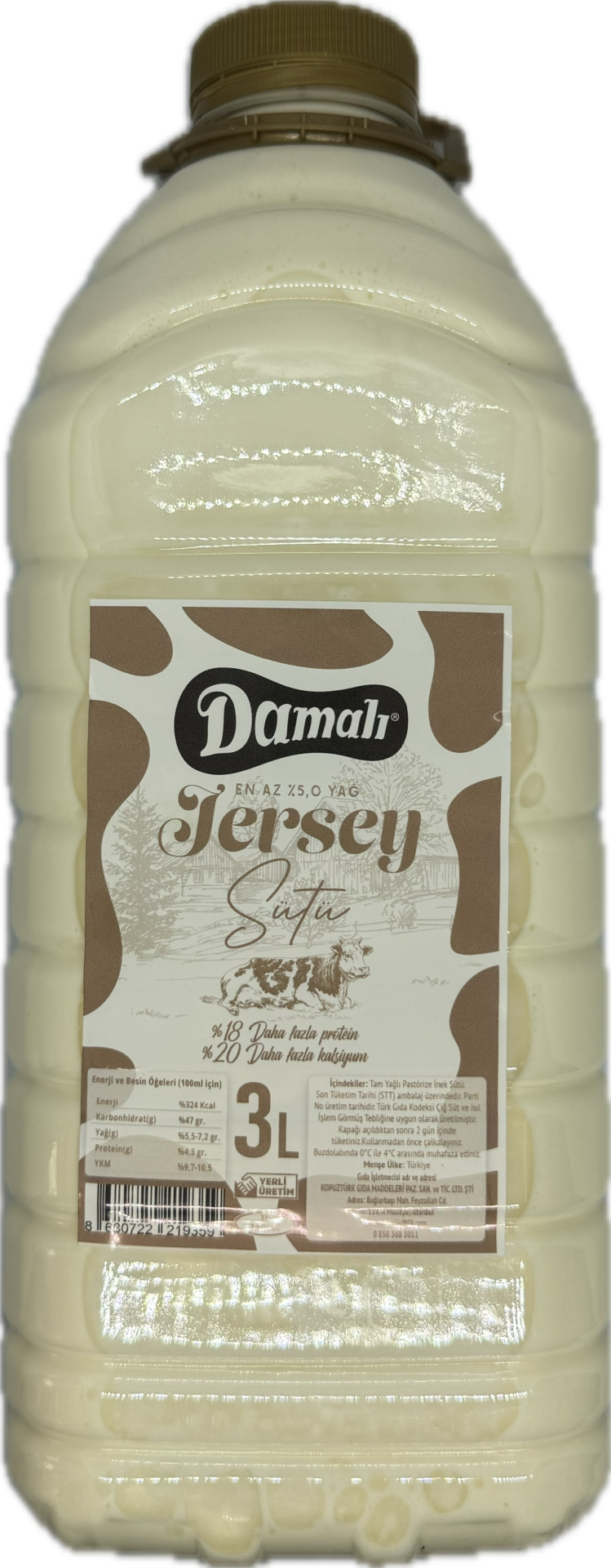 Jersey İnek Sütü 3 lt