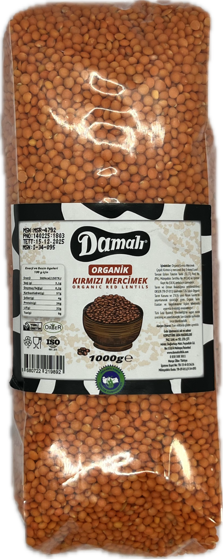 Organik Kırmızı Mercimek 1 kg