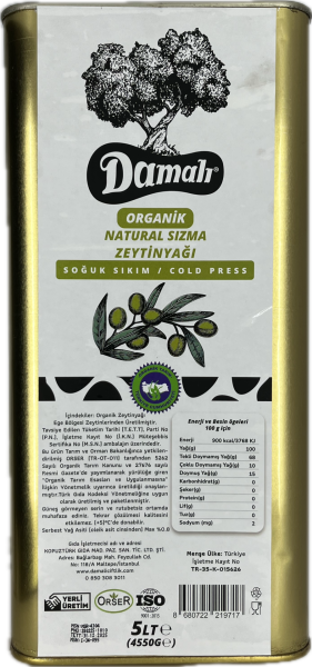 Organik Zeytinyağı (Soğuk Sıkım)5 lt