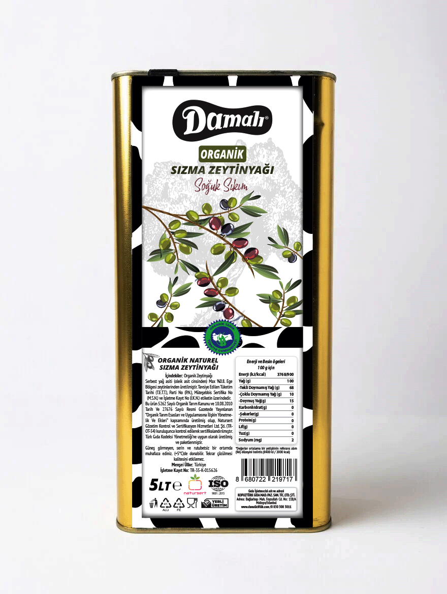 Organik Zeytinyağı -Soğuk Sıkım- 5 lt