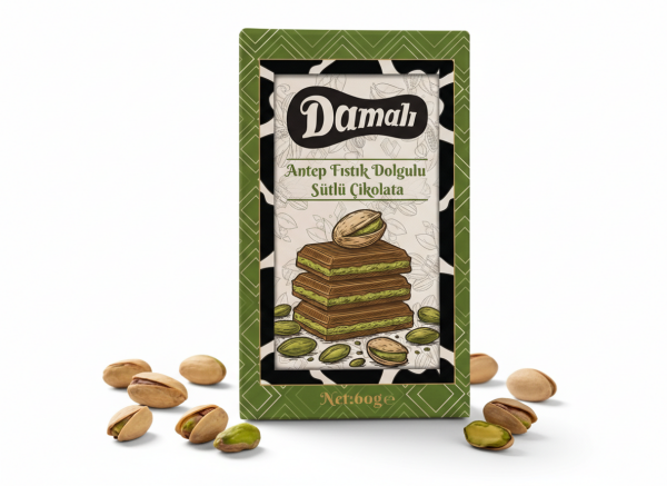 Antep Fıstık Dolgulu Sütlü Çikolata 60 Gr