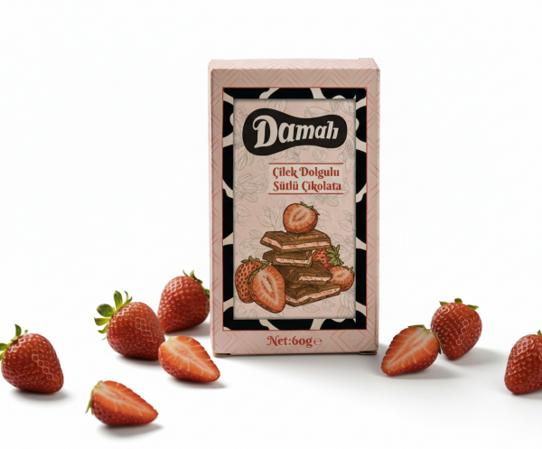 Çilek Dolgulu Sütlü Çikolata 60 Gr